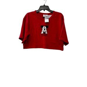 Disney Red Crop Top with Black & White Mickey Graphic